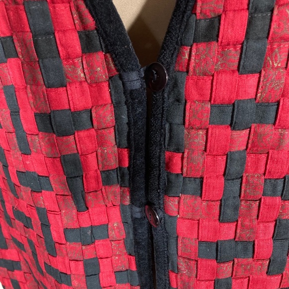 Casey & Max Woven Country Patchwork Cottage Vest Holiday Christmas Womens Sz XL - Picture 2 of 6